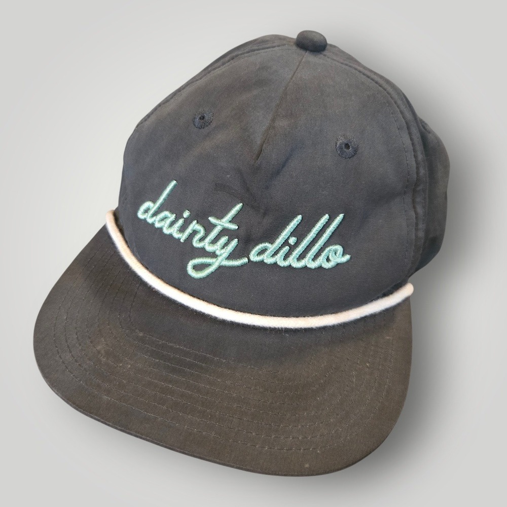 Dainty Dillo Gray Roper Hat Decky Script Snapback Austin Texas Bar Merch Brewery